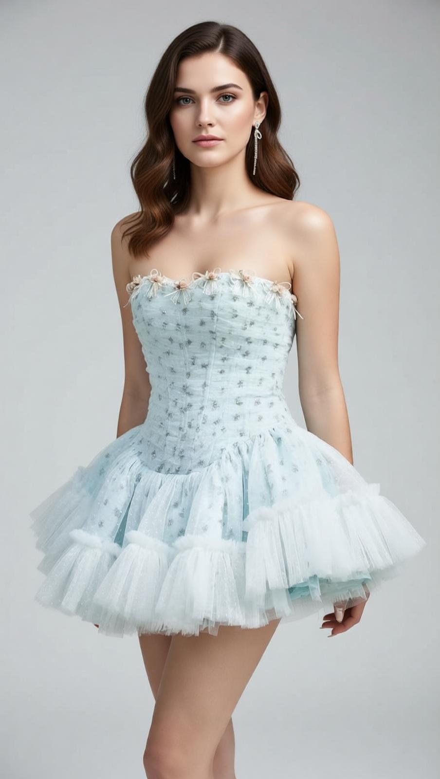 Jaylynn Blue Floral Corset Mini Dress: Whimsical Romance Meets Edgy Chic