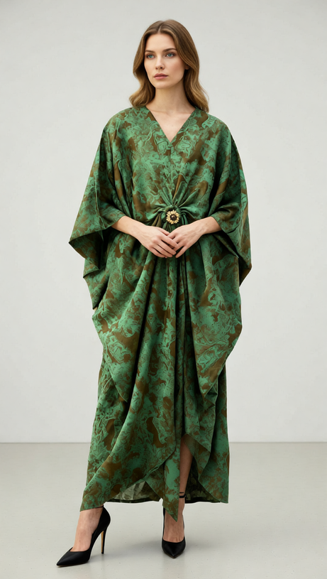 Jeanine Botanical Bloom Flowing Maxi Dress | Elegant Long Sleeve