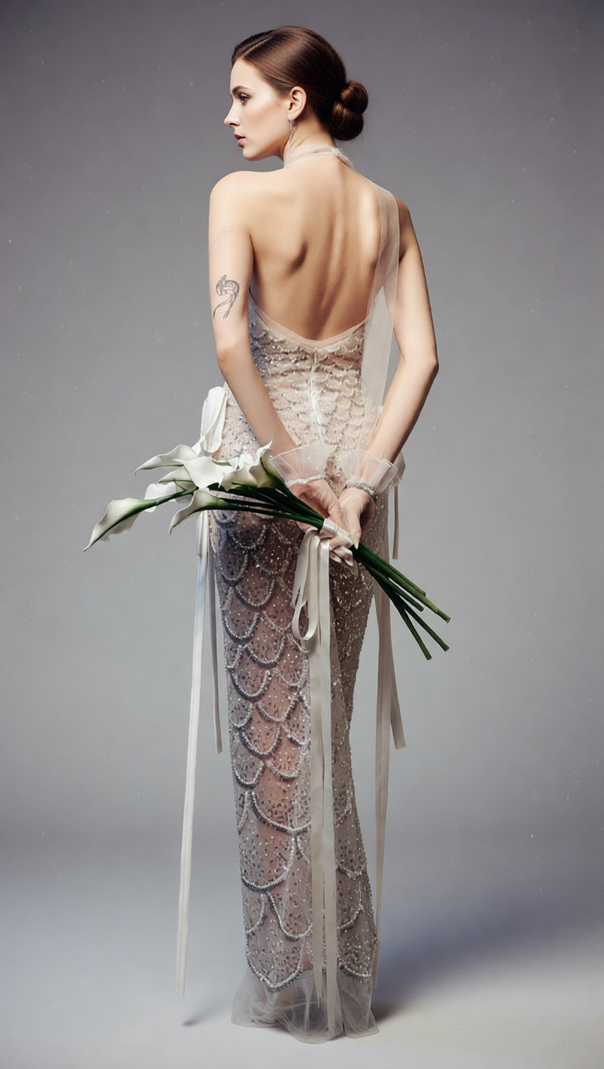 Jenna Scallop Sequin Backless Maxi Dress - Glamorous Event Gown
