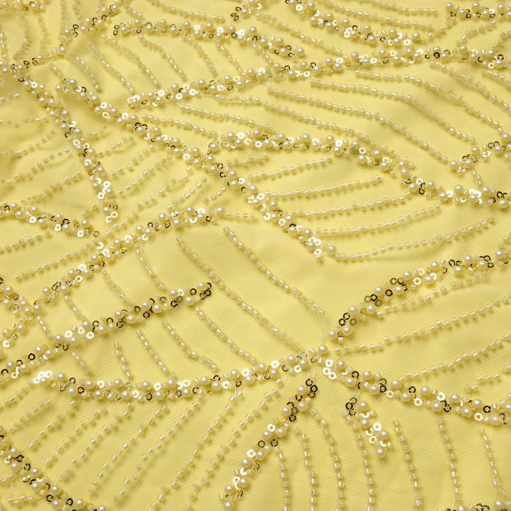 AIIZIE Jermaine Yellow Halter Bow Beaded Maxi Gown | Glamorous Evening & Gala Dress - product image