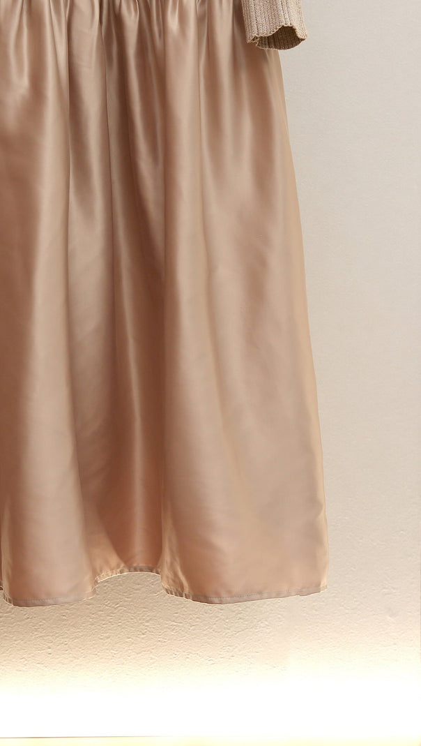 AIIZIE Glamorous Jetje Gold Shimmer Knit & Satin Belted Midi Dress - product image