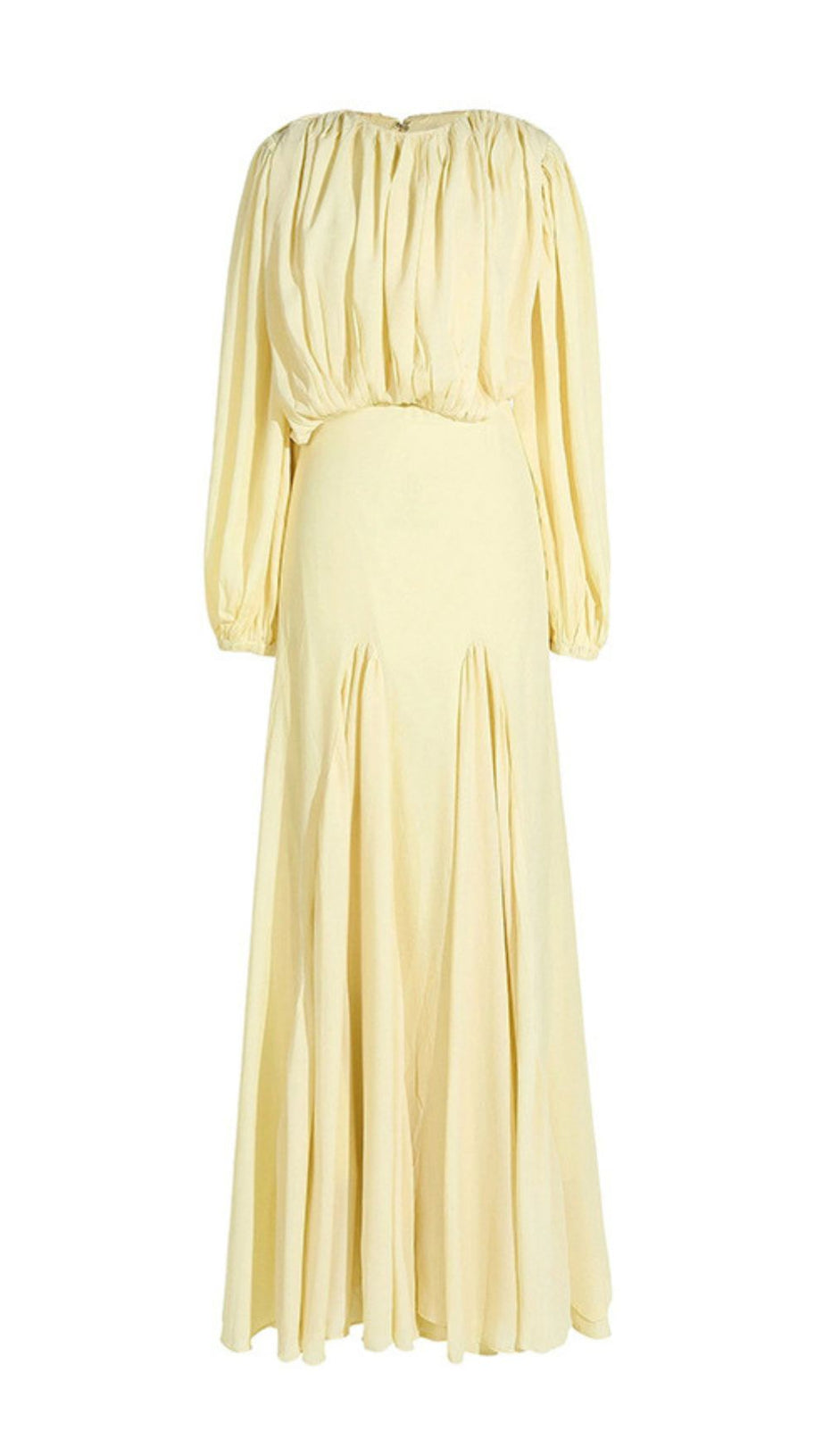 Jimena Yellow Pleated Maxi Dress | Elegant Long Sleeve Gown