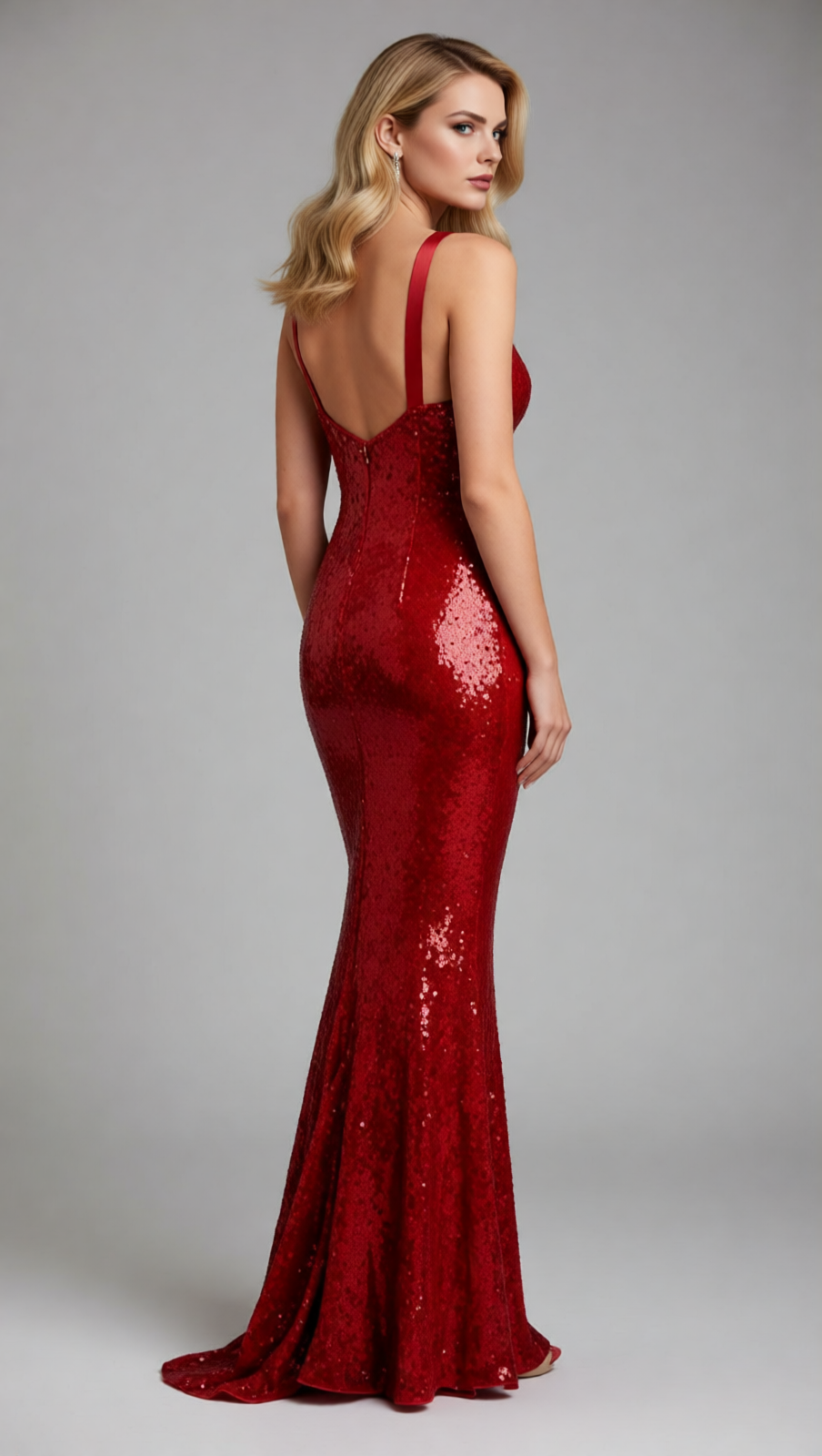 Jin Red Sequin Maxi Dress | Glamorous Deep V-Neck Gown