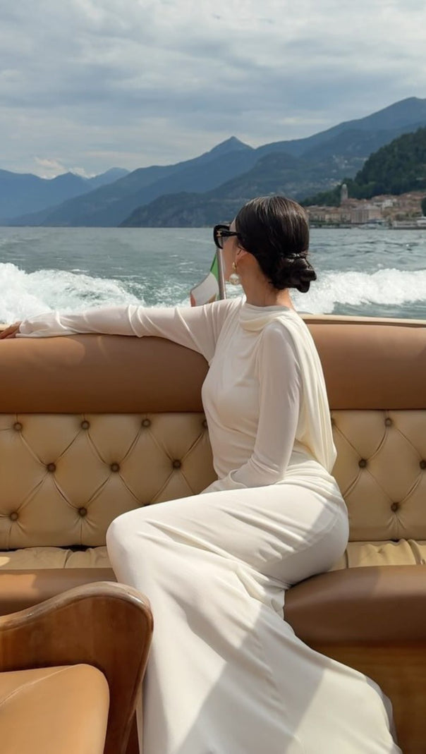AIIZIE Joachim White Backless Long Sleeve Maxi Gown | Elegant Bridal & Formal Dress - product image