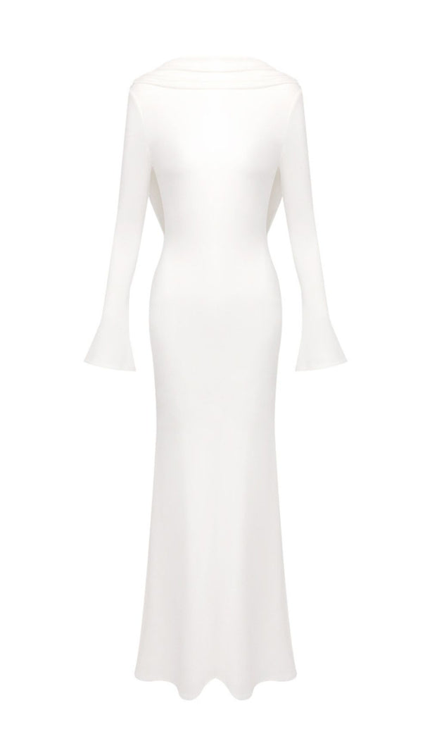 AIIZIE Joachim White Backless Long Sleeve Maxi Gown | Elegant Bridal & Formal Dress - product image
