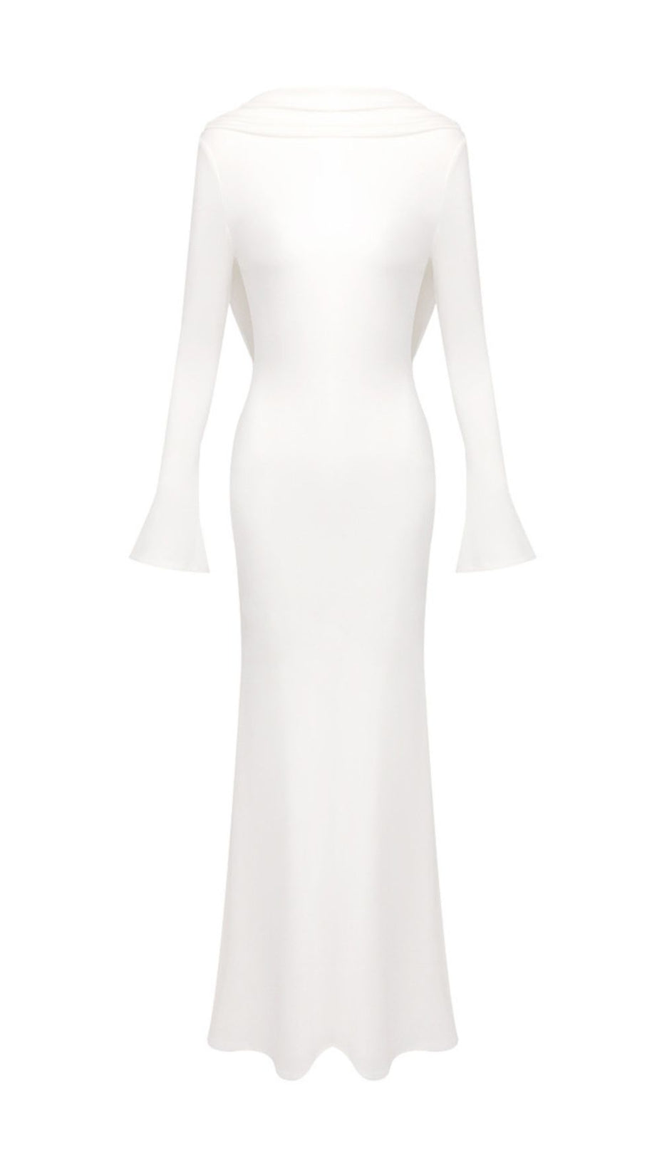 Joachim White Backless Long Sleeve Maxi Gown | Elegant Bridal & Formal Dress