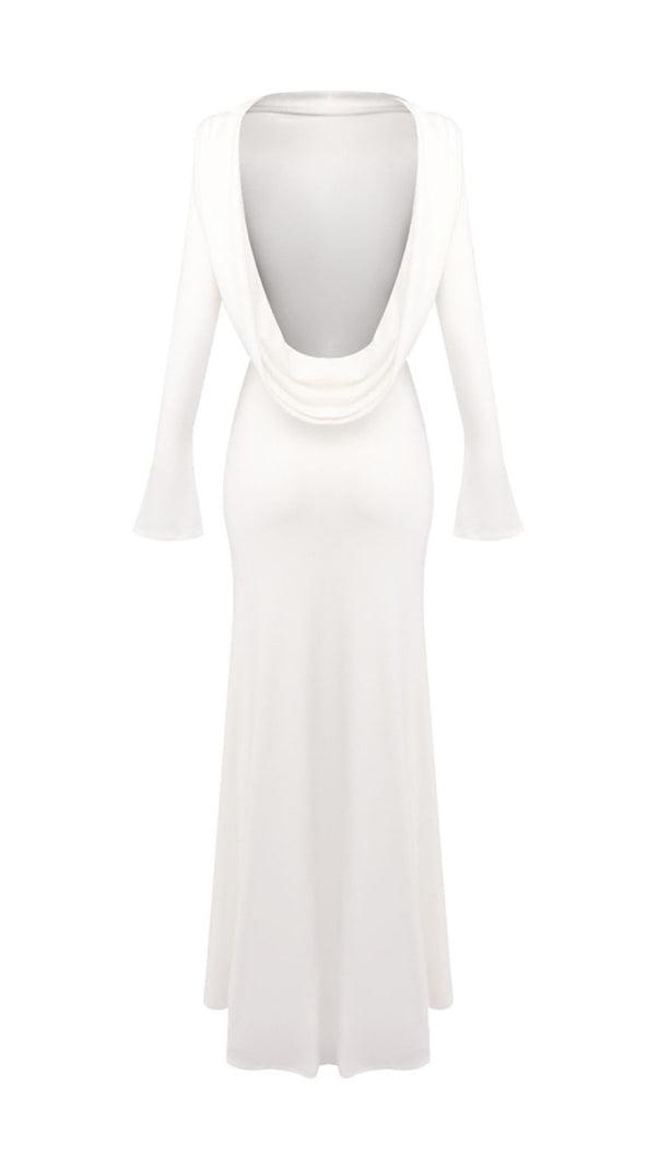 AIIZIE Joachim White Backless Long Sleeve Maxi Gown | Elegant Bridal & Formal Dress - product image