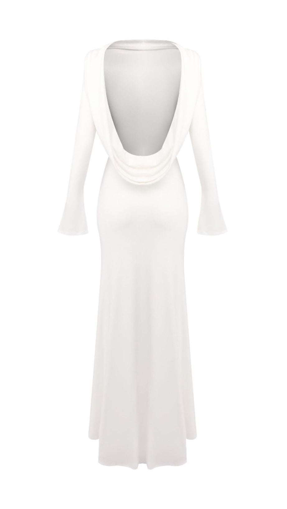 Joachim White Backless Long Sleeve Maxi Gown | Elegant Bridal & Formal Dress
