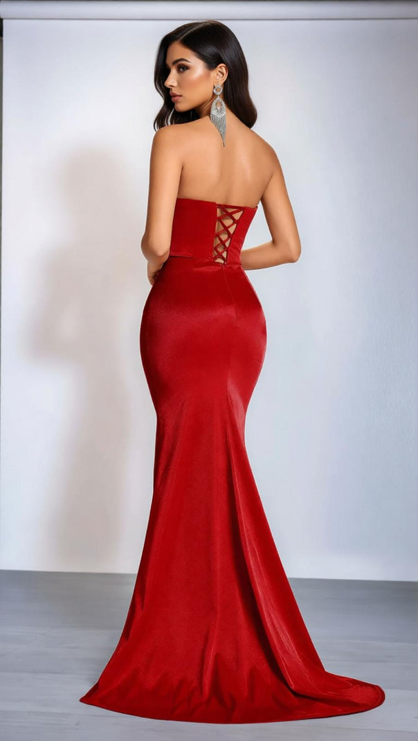 AIIZIE Joanie Strapless Sequin Ruched Maxi Dress | Elegant Formal Evening Gown for Women - product image