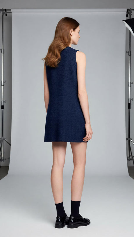 Jolanda Chic Sleeveless Tweed-Effect Mini Dress