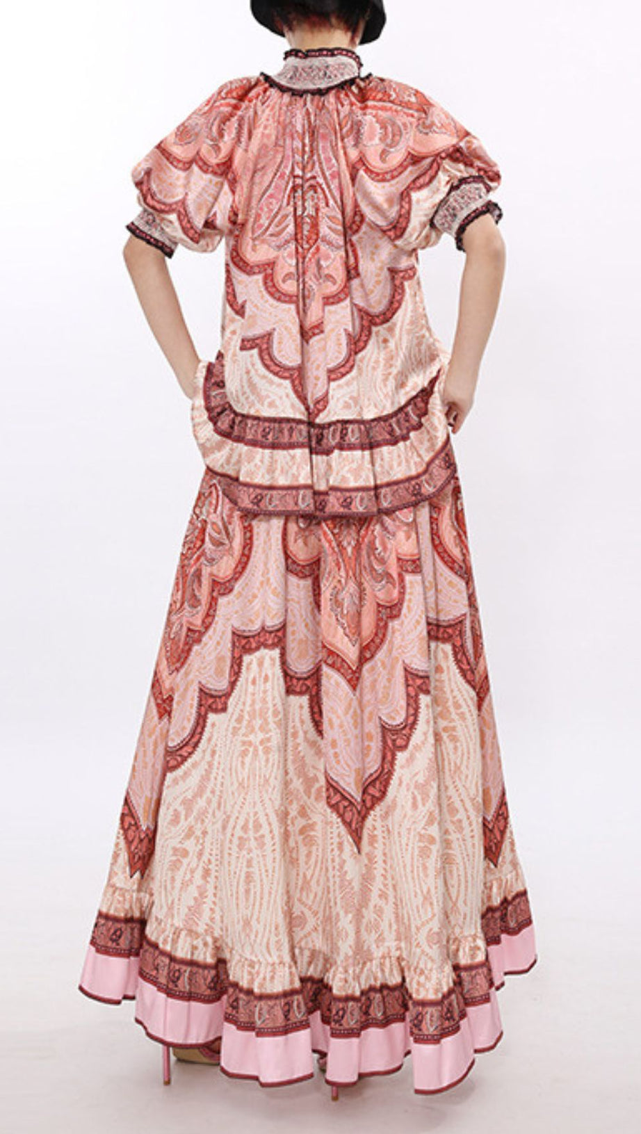 Jono Bohemian Paisley Printed Two-Piece Maxi Set for Women