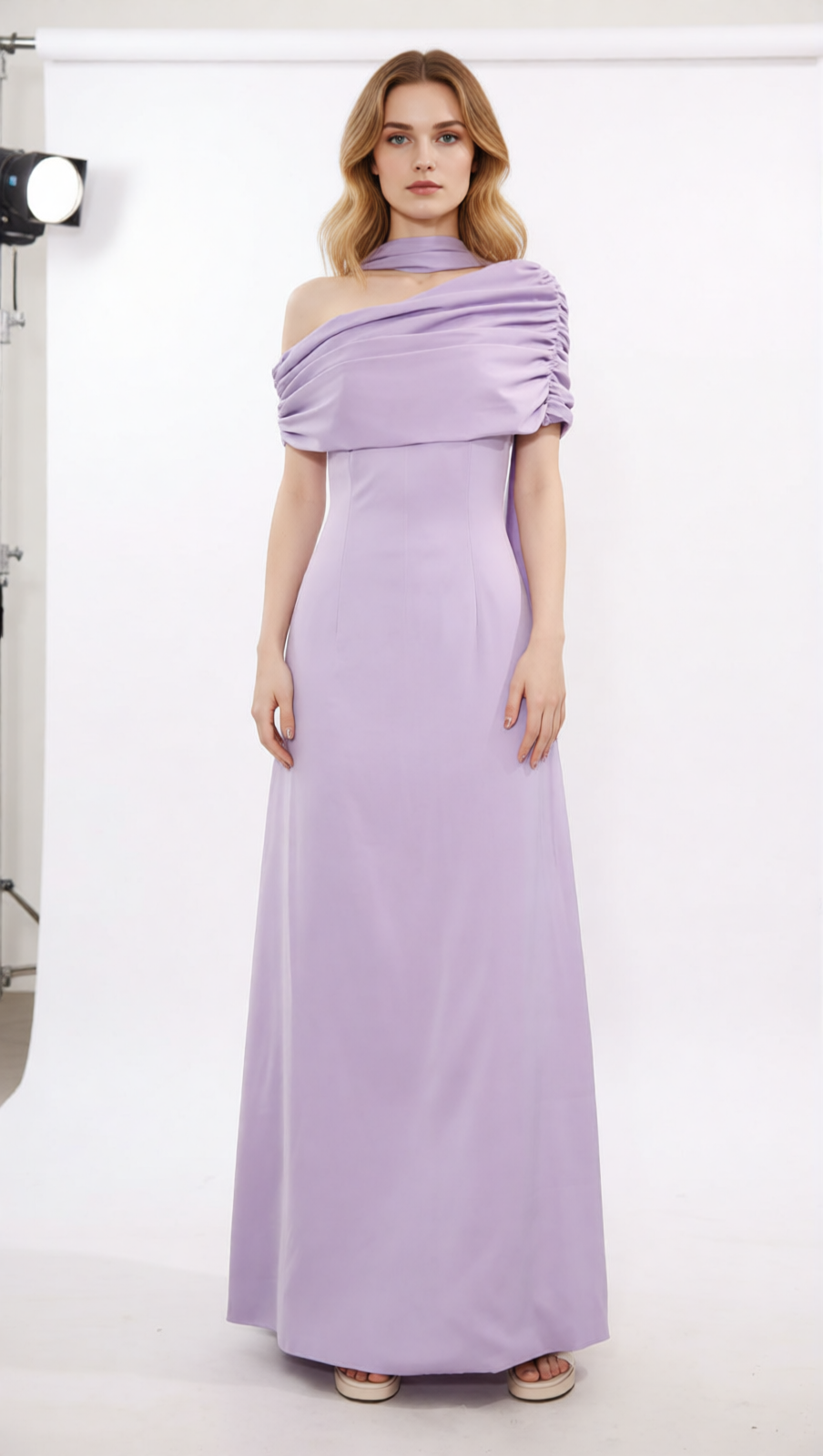 Joost Elegant Lavender Off-Shoulder Maxi Dress