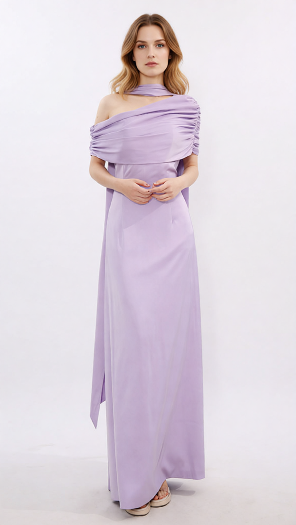 AIIZIE Joost Elegant Lavender Off-Shoulder Maxi Dress - product image