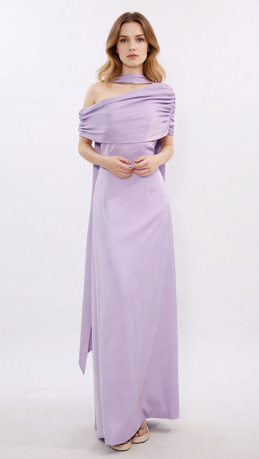Joost Elegant Lavender Off-Shoulder Maxi Dress