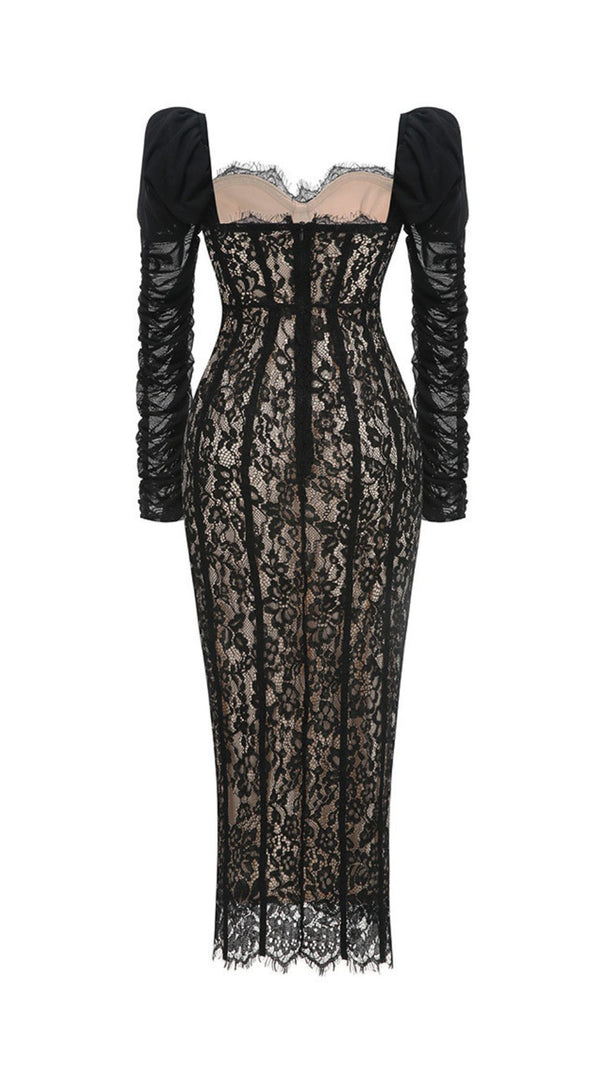 AIIZIE Jordane Black Lace Long Sleeve Maxi Dress - Elegant Evening Gown for Women - product image