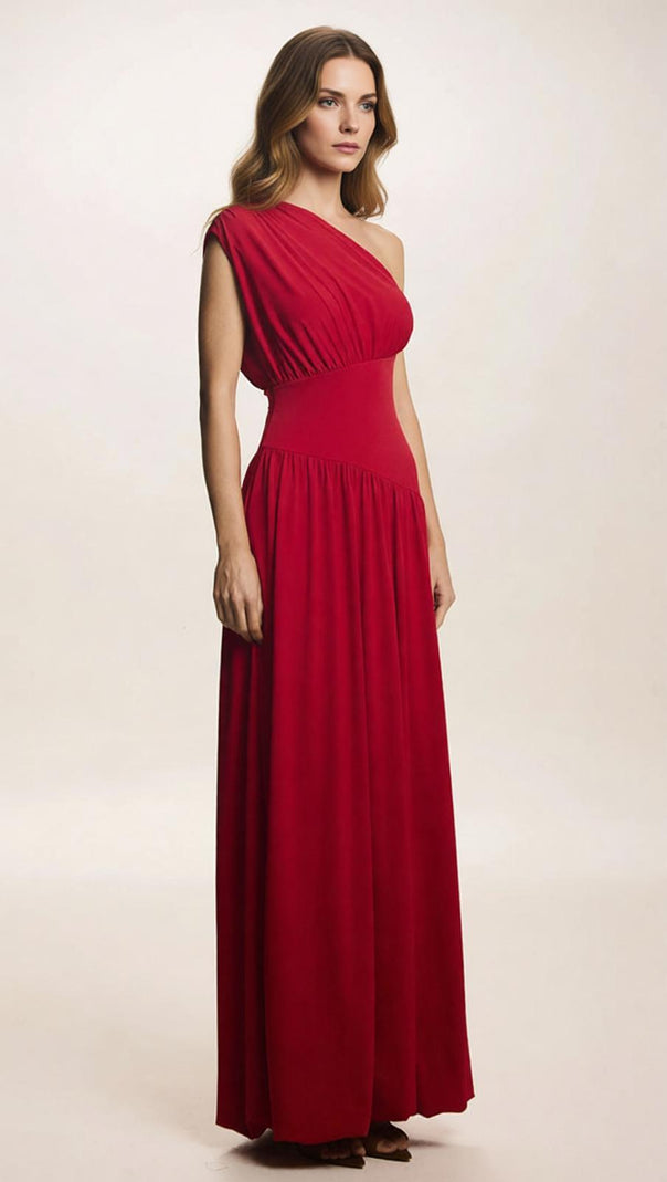 AIIZIE Jordon Red One-Shoulder Maxi Dress: Stunning Gala & Wedding Guest Gown - product image