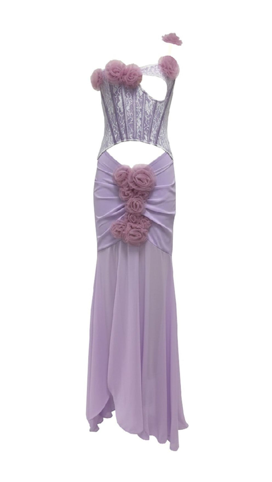 Josephine Chic Purple Floral One-Shoulder Corset Maxi Dress