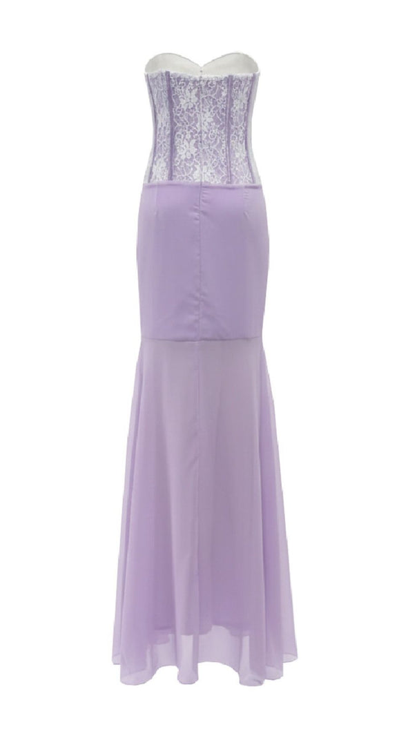AIIZIE Josephine Chic Purple Floral One-Shoulder Corset Maxi Dress - product image