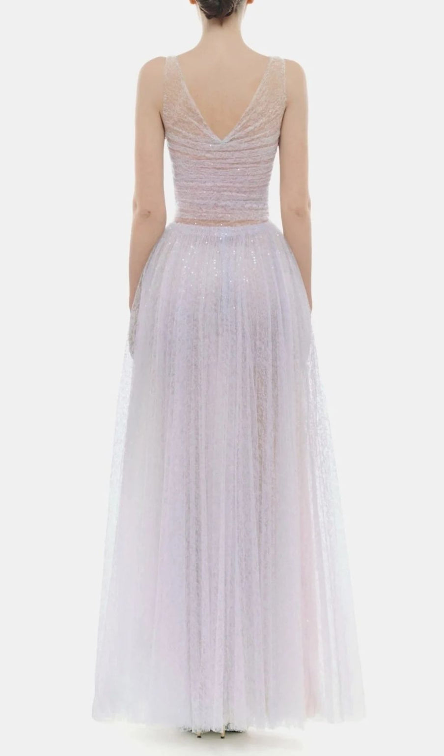 Josie Ethereal Lavender Sparkle Maxi Gown - V-Neck Tulle Dress