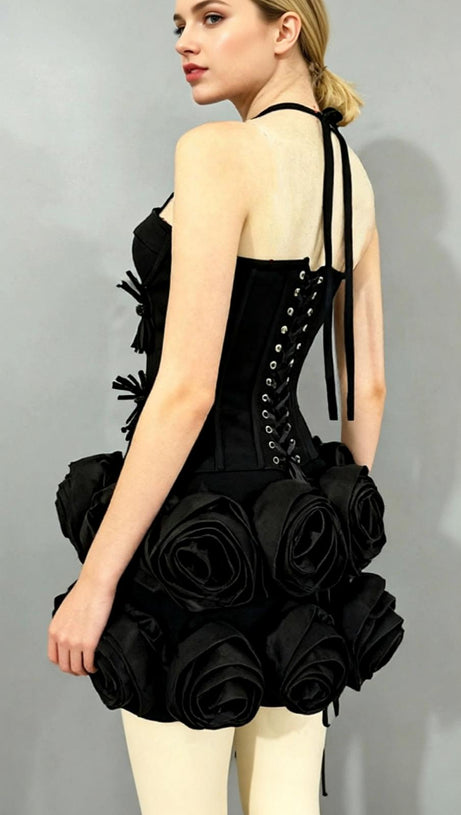 Joslyn Fiery Red Rose & Bandage Corset Two-Piece Set