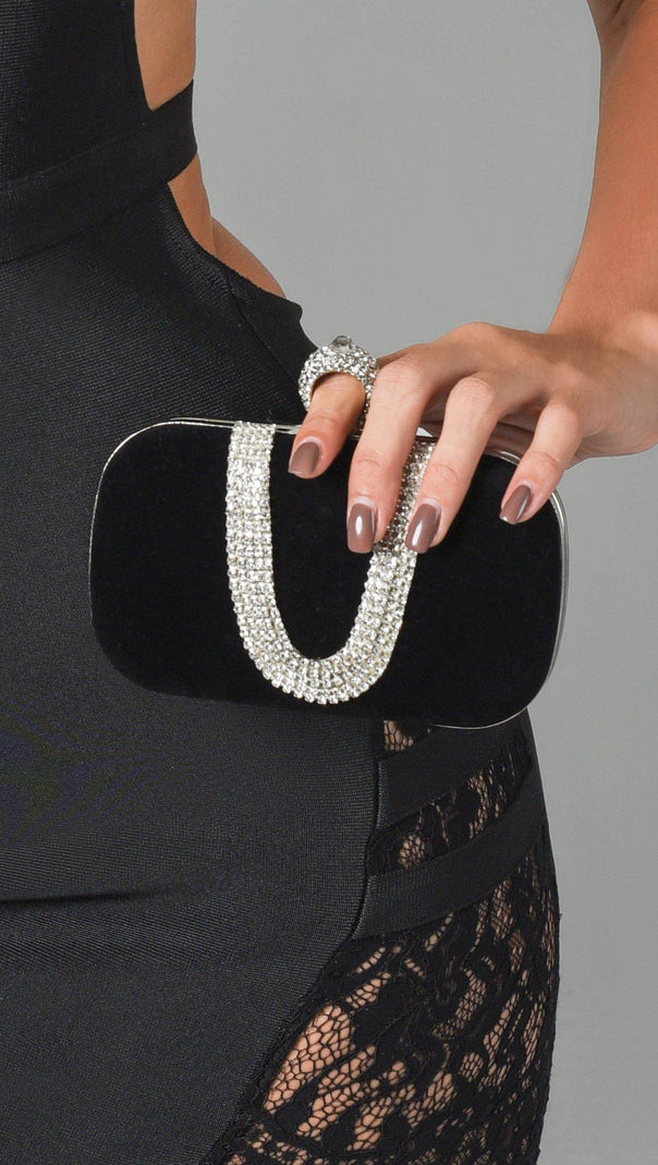 AIIZIE VEX DIAMOND CLUTCH - BLACK - product image