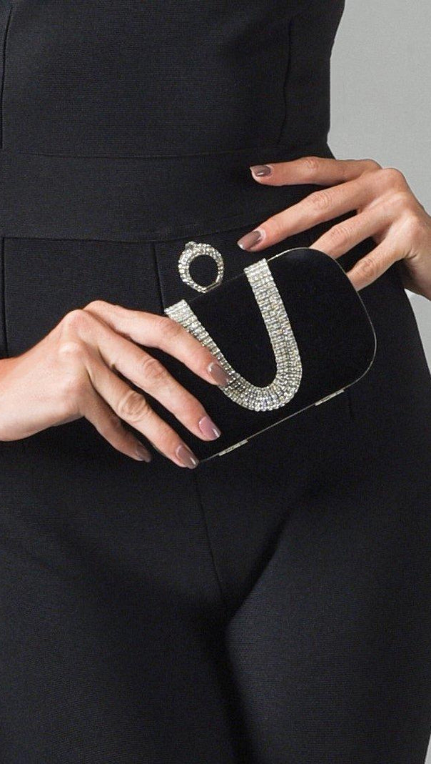 AIIZIE VEX DIAMOND CLUTCH - BLACK - product image