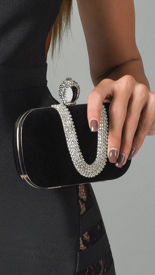 AIIZIE VEX DIAMOND CLUTCH - BLACK - product image