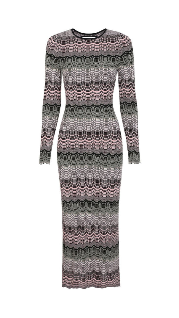 AIIZIE Judith Cutout Shimmer Zigzag Knit Maxi Dress - product image