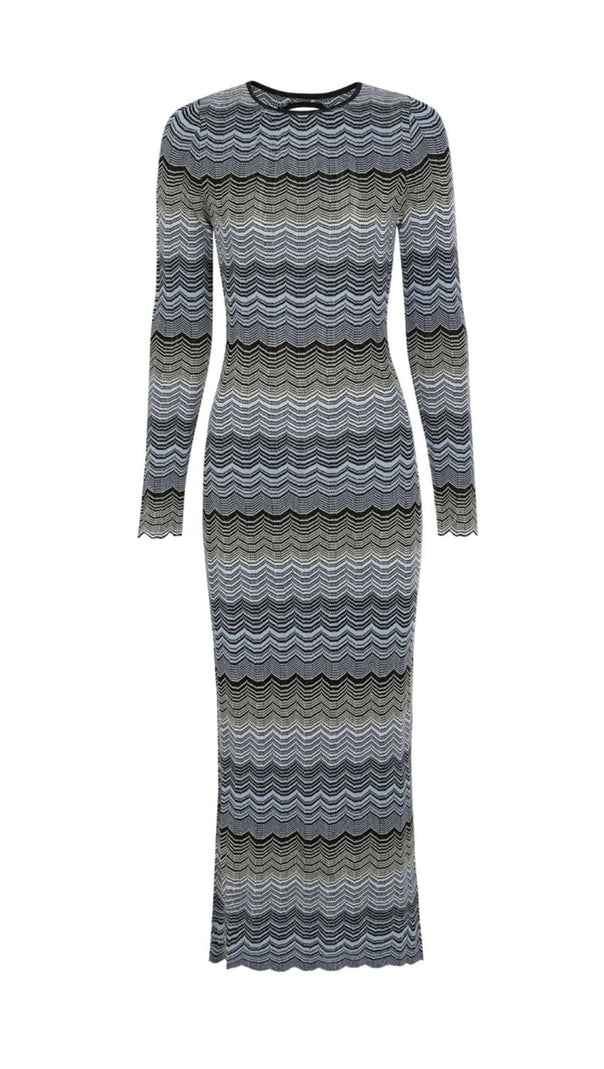 AIIZIE Judith Cutout Shimmer Zigzag Knit Maxi Dress - product image