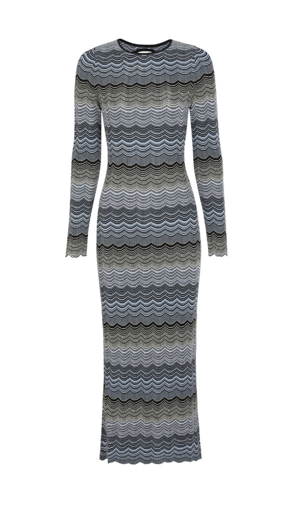 Judith Cutout Shimmer Zigzag Knit Maxi Dress