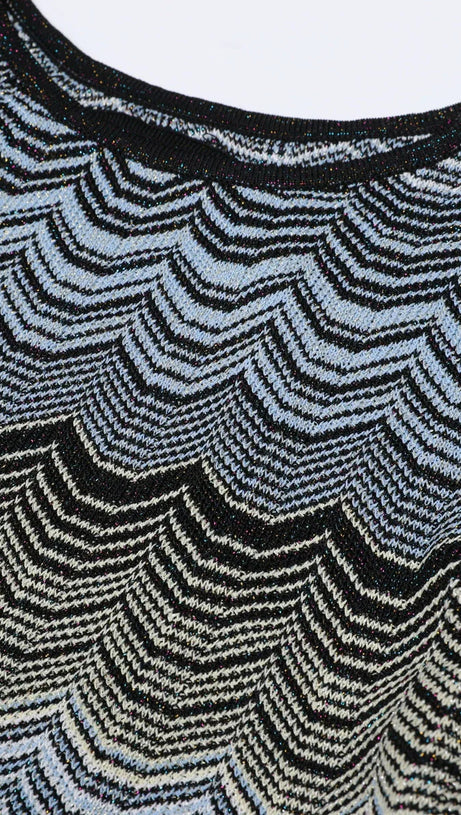 Judith Cutout Shimmer Zigzag Knit Maxi Dress