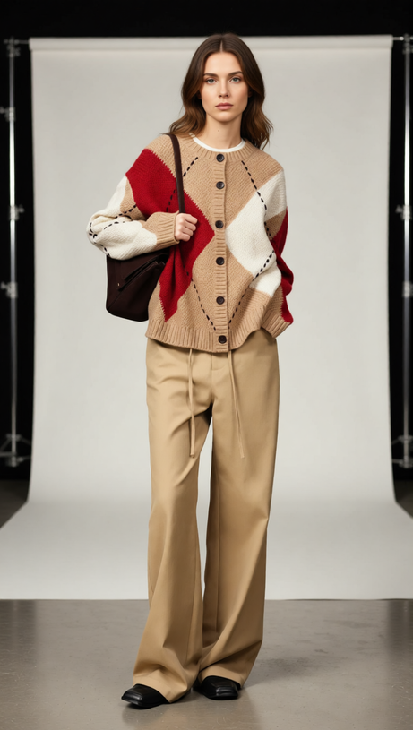 Juno Chic Color-Block Knit Cardigan for Women – Cozy Statement Sweater