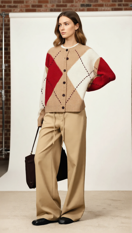 Juno Chic Color-Block Knit Cardigan for Women – Cozy Statement Sweater