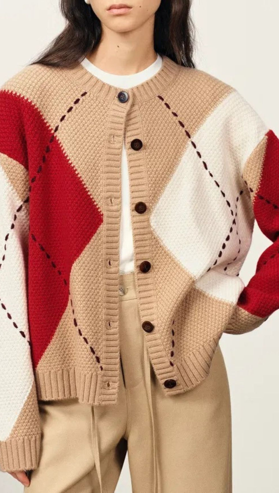 Juno Chic Color-Block Knit Cardigan for Women – Cozy Statement Sweater
