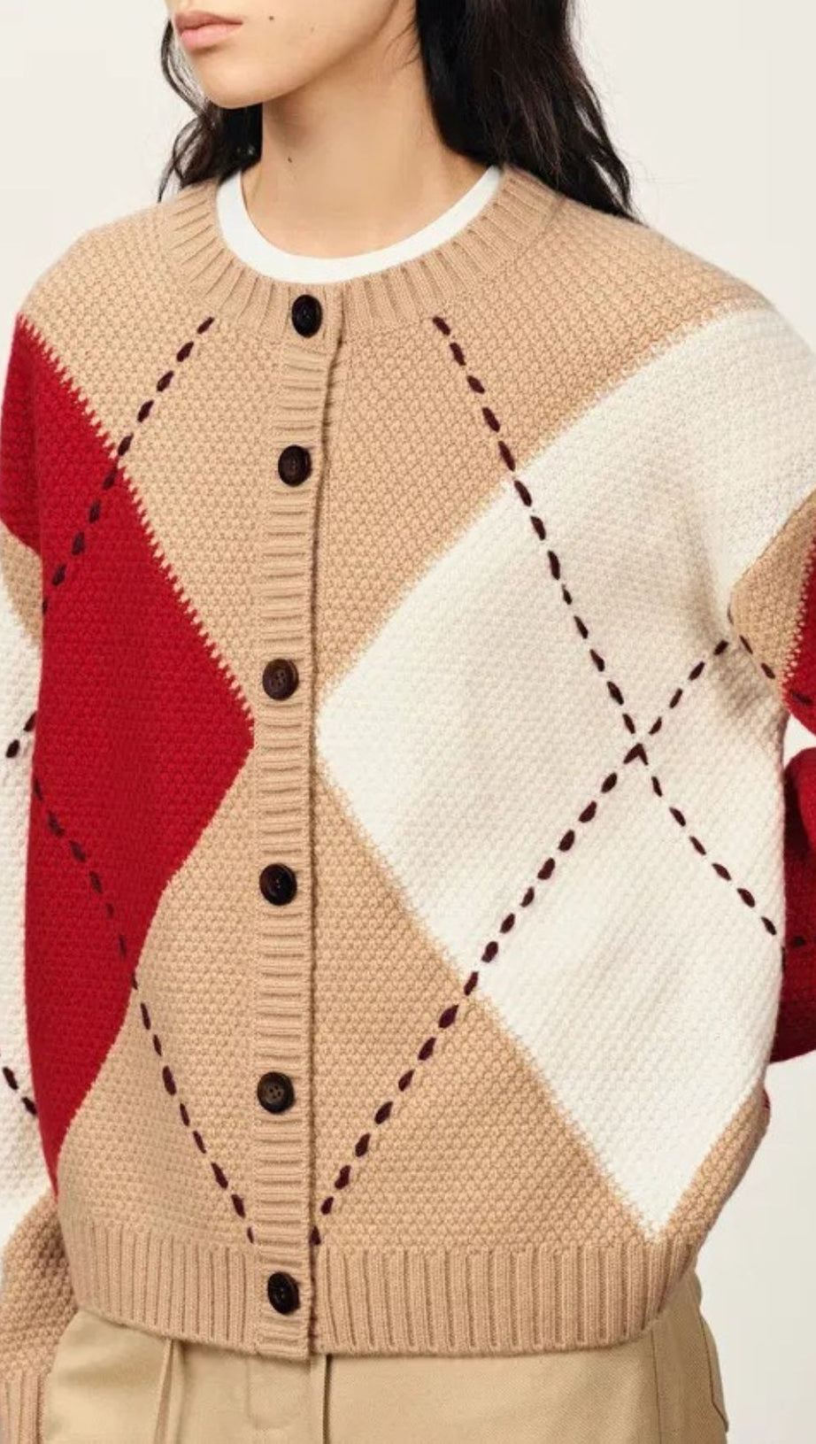 Juno Chic Color-Block Knit Cardigan for Women – Cozy Statement Sweater
