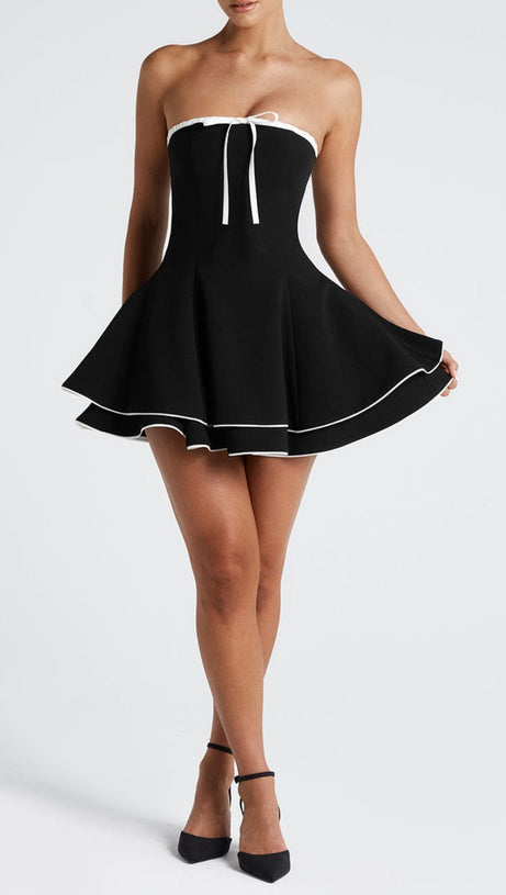JUNO STRAPLESS MINI DRESS IN BLACK