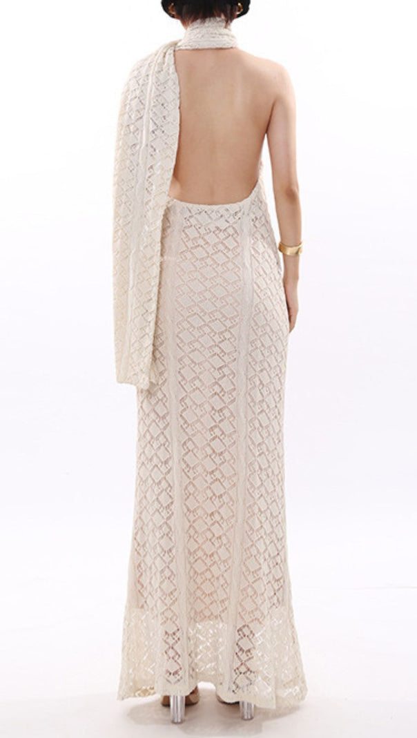 AIIZIE Justo Effortless Chic Backless Lace Knit Maxi Dress - product image