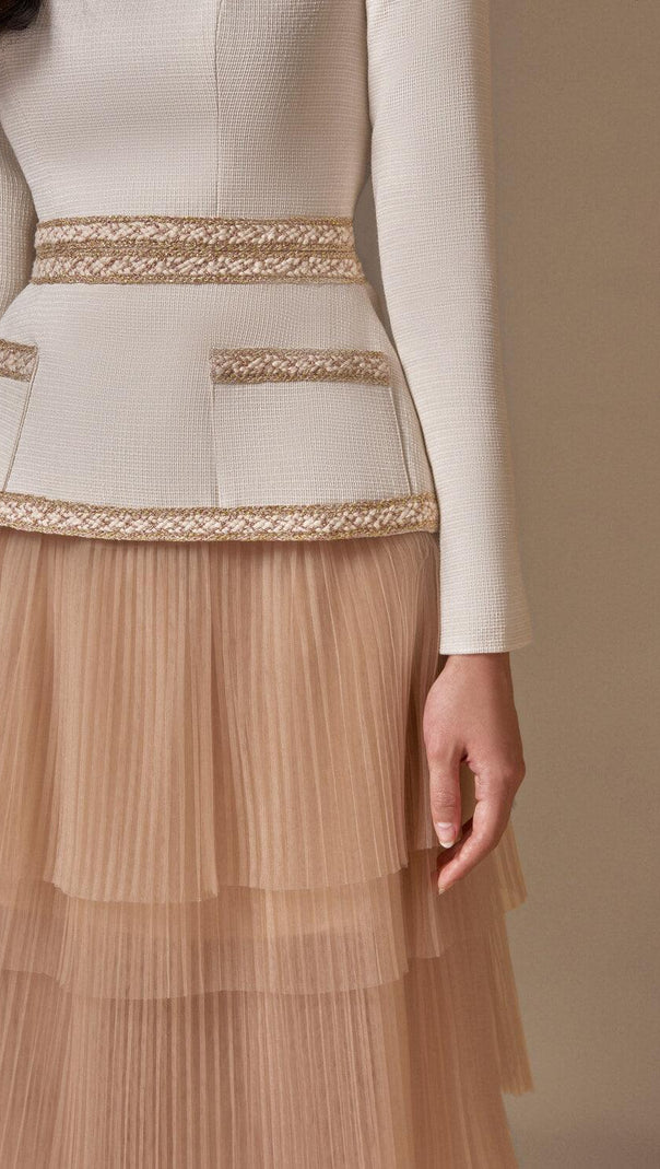 AIIZIE KAITY LAYERED SKIRT SET IN BEIGE - product image