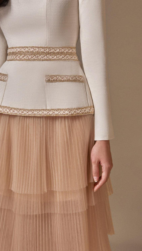 KAITY LAYERED SKIRT SET IN BEIGE