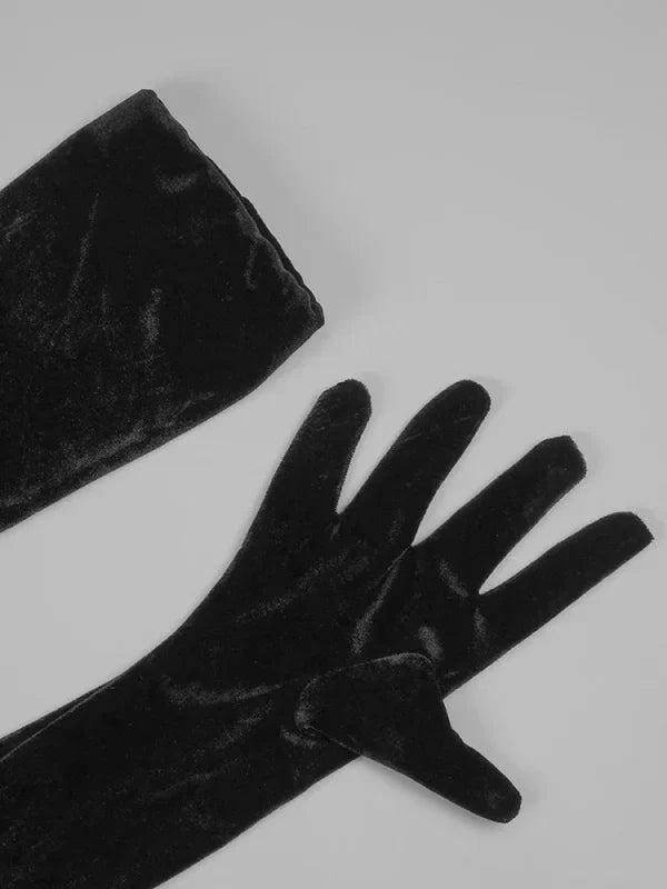 CRYSTAL-EMBELLISHED STRAPLESS MAXI DRESS WITH GLOVES