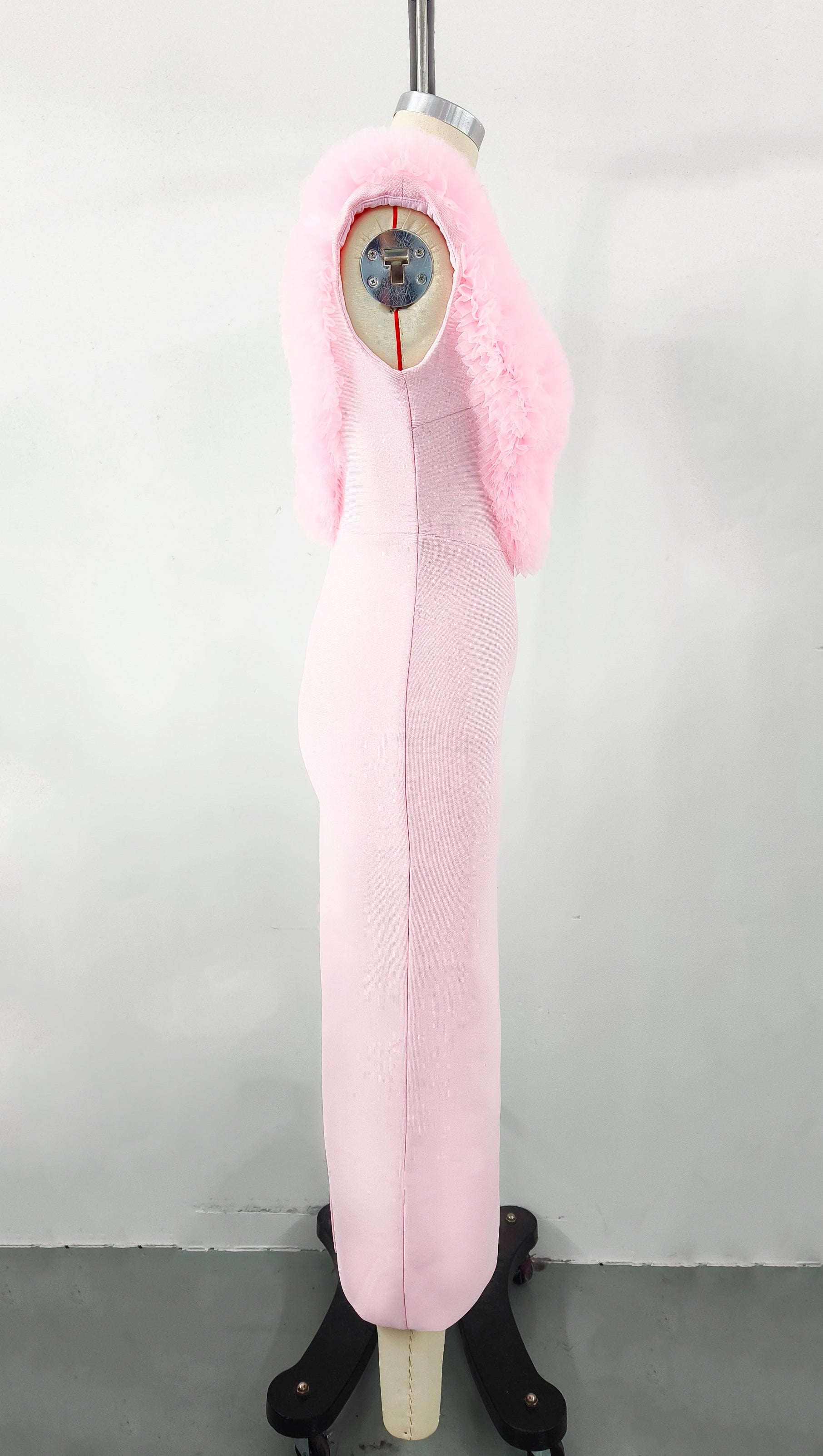 AIIZIE PINK SLEEVELESS FAUX FUR MIDI DRESS - product image