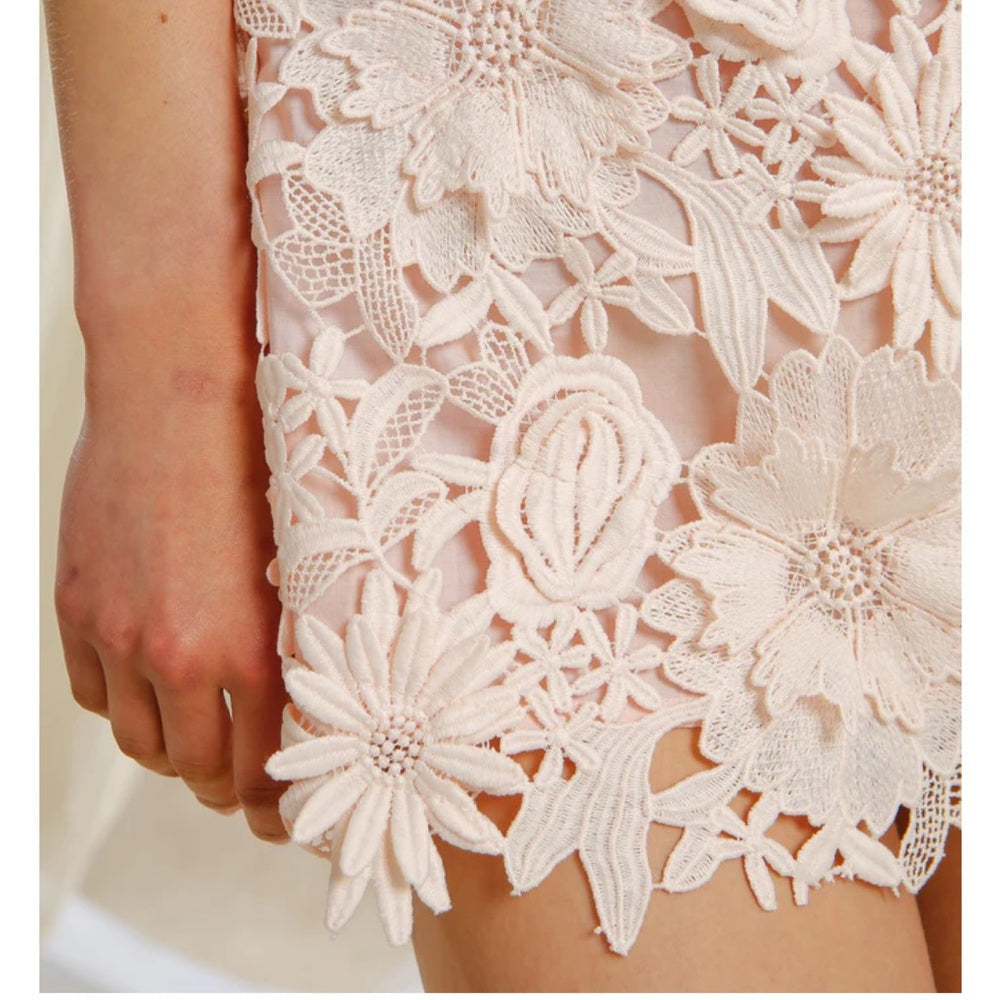 AIIZIE FREDA FLORAL LACE MINI DRESS IN PINK - product image