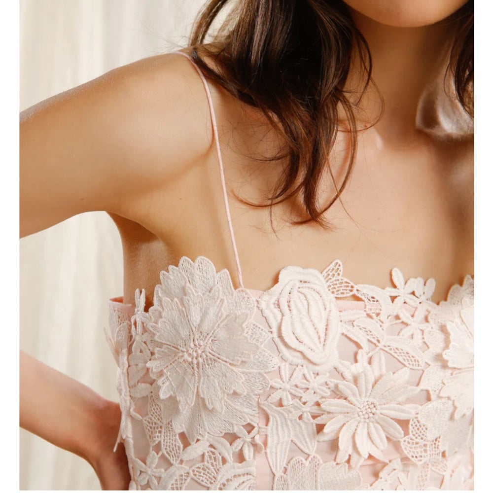 AIIZIE FREDA FLORAL LACE MINI DRESS IN PINK - product image