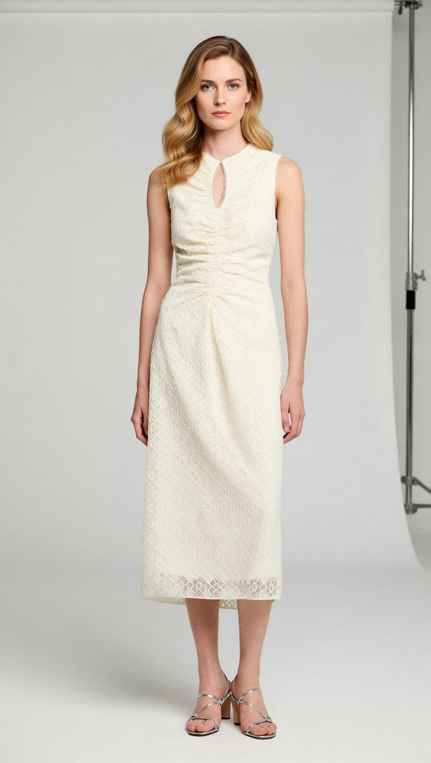 AIIZIE Chic Rhinestone Keyhole Lace Midi Dress | Elegant Sleeveless A-Line - product image