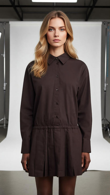 Chic Tweed Asymmetrical Mini Shirtdress | Layered Ruffle Design