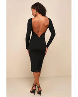 BLACK BACKLESS MIDI DRESS