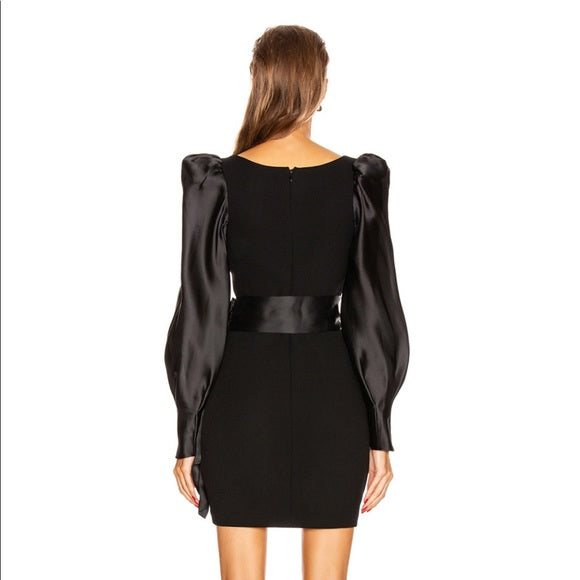 WOOL CREPE SILK SATIN MINI DRESS