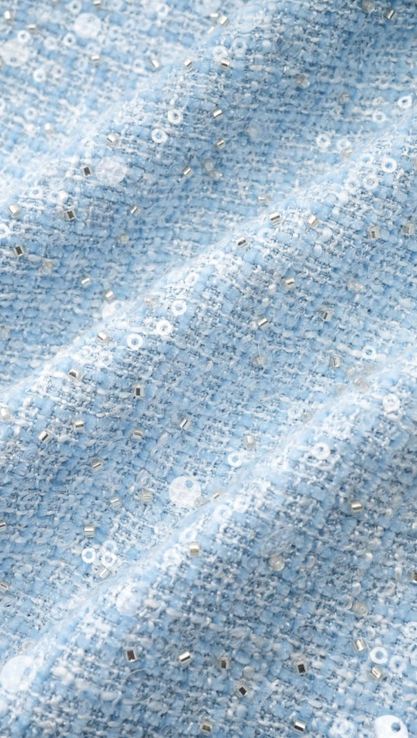 Blue Boucle Cut Out Mini Dress