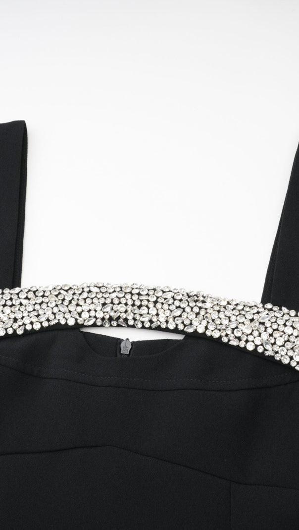AIIZIE CRYSTAL EMBELLISHED CUT OUT MINI DRESS IN BLACK - product image