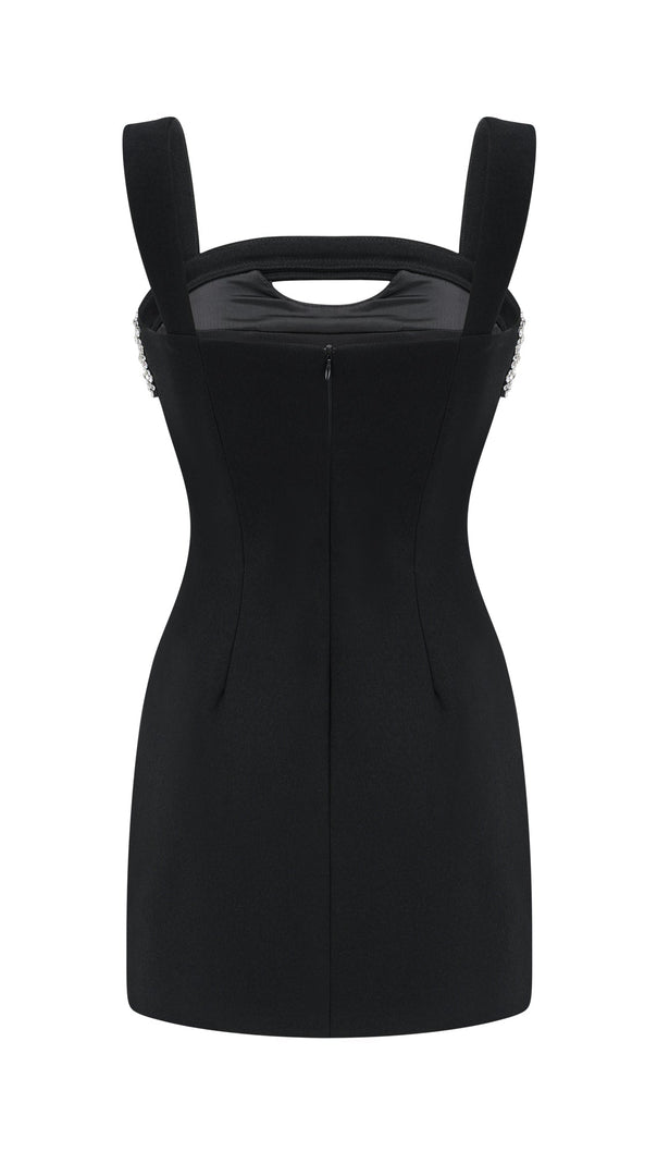 AIIZIE CRYSTAL EMBELLISHED CUT OUT MINI DRESS IN BLACK - product image